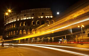 Colosseum Modern Street Abstract Night Moon Time Lapse Rome Italy Built by Vespacian
