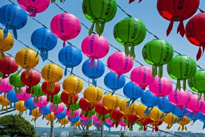 Colourful paper lanterns in the Unesco world heritage sight the fortress of Suwon Colourful paper lanterns in the Unesco world heritage sight the fortress of Suwon