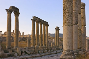 Column street in ancient Jerash ruins, Amman, Jordan Column street in ancient Jerash ruins, Amman, Jordan