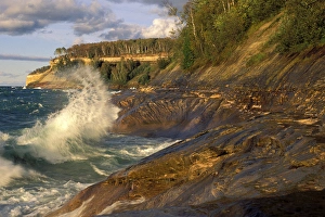 Crashing Wave at Gerlachs Point; Pictured Rocks National Lakeshore; Munising Crashing Wave at Gerlachs Point; Pictured Rocks National Lakeshore; Munising