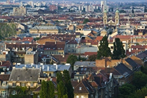 Croatia-Zagreb. Aerial View of the Lower Town at Sunset Croatia-Zagreb. Aerial View of the Lower Town at Sunset