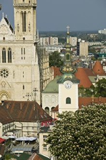 Croatia-Zagreb. Cathedral and Church of St. Mary from Upper Town Croatia-Zagreb. Cathedral and Church of St. Mary from Upper Town