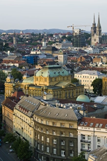 Croatia-Zagreb. City and Croatian National Theater / Sunset Croatia-Zagreb. City and Croatian National Theater / Sunset