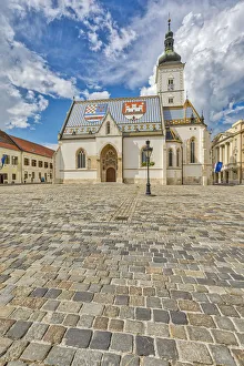 Croatia, Zagreb. St. Marks Catholic Church and plaza Croatia, Zagreb. St. Marks Catholic Church and plaza