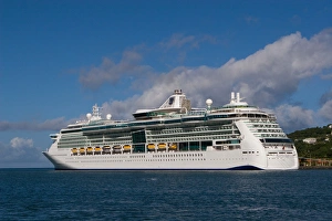 A cruise ship docked at the port of Castries on the island of St. Lucia in the southern A cruise ship docked at the port of Castries on the island of St. Lucia in the southern