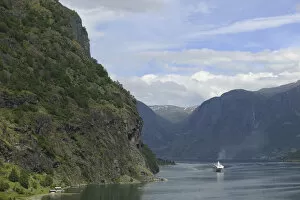 Images Dated 2nd January 2004: Cruise ship at flam along, Sogne Fjord Southern Fjord, Norway
