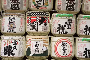 Images Dated 22nd June 2012: Decoration barrels of sake are often found on display at Japanese shrines to represent