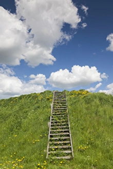Denmark, Jutland, Hobro, Fyrkat, remnants of Fyrkat Viking fortress, 10th century Denmark, Jutland, Hobro, Fyrkat, remnants of Fyrkat Viking fortress, 10th century