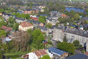 Denmark, Zealand, Copenhagen, Christiania, alternative lifestyles neighborhood, elevated Denmark, Zealand, Copenhagen, Christiania, alternative lifestyles neighborhood, elevated