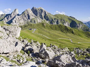 Dolomites at Passo Giau. View towards Monte Cernera and Monte Mondeval