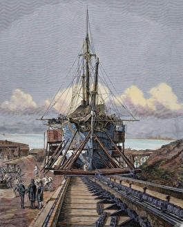 The dry dock. Barcelona. Engraving by Manchon. The Spanish and American Illustration" The dry dock. Barcelona. Engraving by Manchon. The Spanish and American Illustration"
