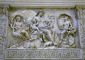 Earth Mother Roman Goddess Statue Ara Pacis Altar of Augustus Peace, Rome, Italy Earth Mother Roman Goddess Statue Ara Pacis Altar of Augustus Peace, Rome, Italy