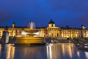 England, London. National Gallery building at twilight England, London. National Gallery building at twilight