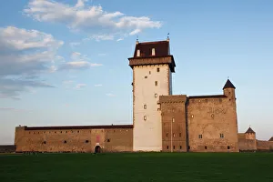 Estonia, Northeastern Estonia, Narva, Narva Castle, 13th century, sunset Estonia, Northeastern Estonia, Narva, Narva Castle, 13th century, sunset