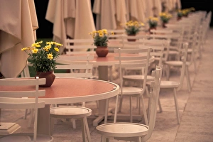 <b class=qtipBold><figcaption>EU, France, Loire</figcaption></b><br>EU, France, Loire Valley, Indre, et, Loire, Chenonceaux. Chateau de Chenonceau, Cafe tables in Chateau Park<br><em>© Walter Bibikow / DanitaDelimont.com</em> EU, France, Loire