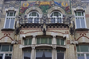 Europe, Belgium, Antwerp. The Battle of Waterloo house, one of the eye-catching Europe, Belgium, Antwerp. The Battle of Waterloo house, one of the eye-catching