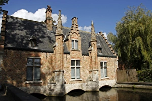 Europe, Belgium, Brugges. Canal buidling in Brugges Europe, Belgium, Brugges. Canal buidling in Brugges