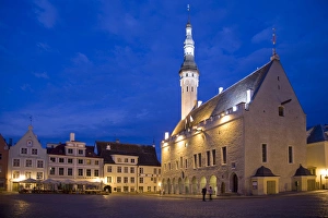 Europe, Estonia, Tallinn. Church and town plaza Europe, Estonia, Tallinn. Church and town plaza