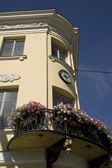 Europe, Finland, Helsinki. Building with flower boxes. Credit as: Nancy & Steve Ross Europe, Finland, Helsinki. Building with flower boxes. Credit as: Nancy & Steve Ross