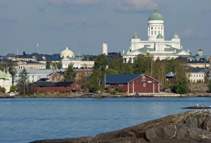 Europe, Finland, Helsinki. Views of city from harbor, including Lutheran Cathedral Europe, Finland, Helsinki. Views of city from harbor, including Lutheran Cathedral
