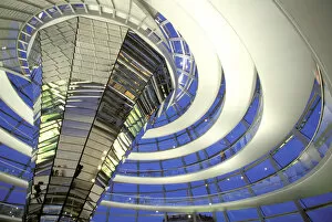 Europe, Germany, Berlin. The Reichstag, interior dome view in evening
