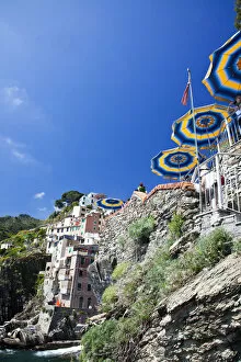 Images Dated 25th May 2010: Europe; Italy; Cinque Terre; Manarola; Manarola Viewed from Beach
