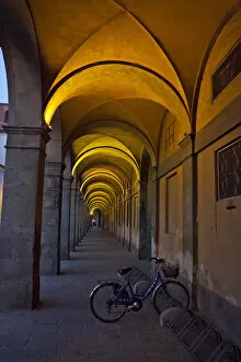 Images Dated 22nd May 2010: Europe; Italy; Lucca; Evening and Lighted Arched Hallway