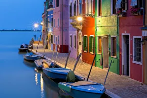 Europe, Italy, Veneto, Burano. Blue hour at sunset Europe, Italy, Veneto, Burano. Blue hour at sunset