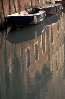 Europe, Italy, Venice Boat reflections, Dorsoduro area Europe, Italy, Venice Boat reflections, Dorsoduro area