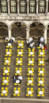 Images Dated 3rd October 2010: Europe; Italy; Venice; Restaurant Chairs in San Marco Square From High Above