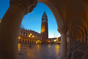 Europe; Italy; Venice; San Marcos Square at Night With Reflections Europe; Italy; Venice; San Marcos Square at Night With Reflections
