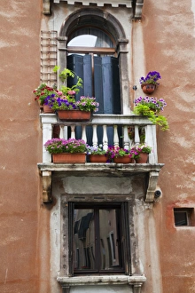 Europe; Italy; Venice; Street Scenes from Venice With Flower Boxes Europe; Italy; Venice; Street Scenes from Venice With Flower Boxes