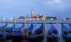 Jim Nilsen Gallery: Europe, Italy, Venice. Sunset on gondolas and Church of San Giorgio Maggiore