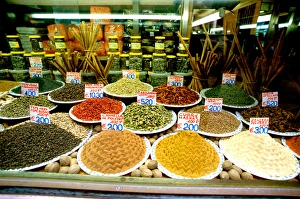 Europe, Italy, Venice. Typical store front window, spice shop Europe, Italy, Venice. Typical store front window, spice shop