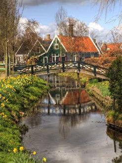 Images Dated 19th April 2013: Europe; Netherlands; Zaandam; Traditional architecture in Zaanse Schans Museum. Zaandam