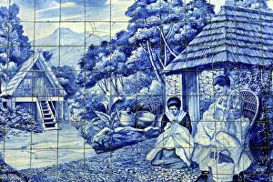 Images Dated 18th March 2011: Europe, Portugal, Madeira. Traditional Azulejos tiles in Funchal, Madeira