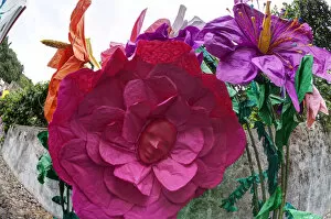 Images Dated 9th July 2011: Europe; Portugal; Tomar; The streets of Tomar decorated with paper flowers for the celebrations