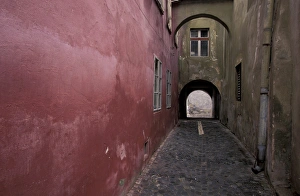 Europe, Romania, Sighishoara, village alleyway Europe, Romania, Sighishoara, village alleyway