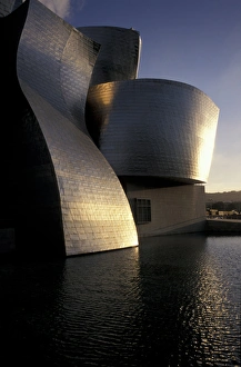Europe, Spain, Bilbao Guggenheim Museum on the shore of the Nervion River. Designed by Frank O Europe, Spain, Bilbao Guggenheim Museum on the shore of the Nervion River. Designed by Frank O