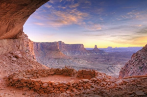 Evening light on False Kiva, Island in the Sky, Canyonlands National Park, Utah USA Evening light on False Kiva, Island in the Sky, Canyonlands National Park, Utah USA