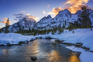 Evening light over the Tetons from Cottonwood Creek in winter, Grand Teton National Park Evening light over the Tetons from Cottonwood Creek in winter, Grand Teton National Park