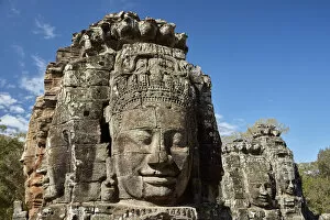 Archaeological Site Gallery: Faces thought to depict Bodhisattva Avalokiteshvara, Bayon temple ruins, Angkor Thom