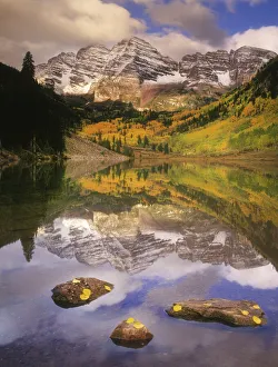 Fall morning at the Maroon Bells in the Rocky Mountains near Aspen Colorado Fall morning at the Maroon Bells in the Rocky Mountains near Aspen Colorado
