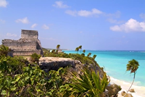 The Famous Tulum Ruins and Landmark of Mexico and the blue ocean The Famous Tulum Ruins and Landmark of Mexico and the blue ocean
