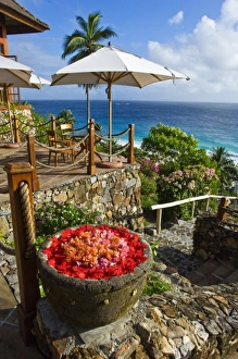 Floral decoration at resort on Fregate Island Floral decoration at resort on Fregate Island