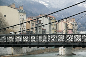 FRANCE-French Alps (Isere)-GRENOBLE:Footbridge on the Isere River / Winter FRANCE-French Alps (Isere)-GRENOBLE:Footbridge on the Isere River / Winter