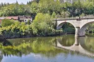 France, Lot River. Stone bridge over the Lot River France, Lot River. Stone bridge over the Lot River