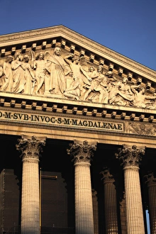 France. Paris. A closed up view of the tympanum of the Madeleine church-Eglise de France. Paris. A closed up view of the tympanum of the Madeleine church-Eglise de