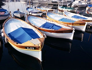 France, Villefranche-sur-Mer, Alpes-Maritimes, Riviera, Traditional wooden fishing France, Villefranche-sur-Mer, Alpes-Maritimes, Riviera, Traditional wooden fishing