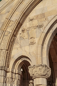 Georgia, Kutaisi. Carvings on the front of Bagrati Cathedral Georgia, Kutaisi. Carvings on the front of Bagrati Cathedral